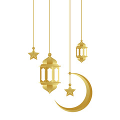 Golden Islamic Lantern Border Decoration