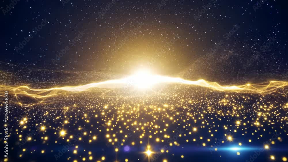 Poster mesmerizing 3d motion graphics background with glowing particles and sparkling solar energy effects