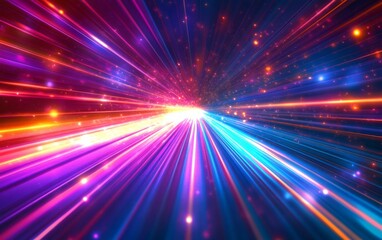 Fototapeta premium Abstract light rays background. Featuring dynamic light ray patterns and vibrant colors. Emphasizing energy and movement. Ideal for tech and creative projects.