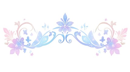 Pastel Floral Design With Swirling Vines And Butterflies