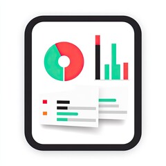 Colorful data visualization graphic overlaying documents
