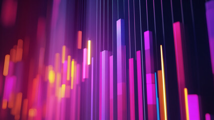 Obraz premium Abstract Neon Geometric Background Vibrant Purple Pink Orange Design Modern Digital Art Trendy 