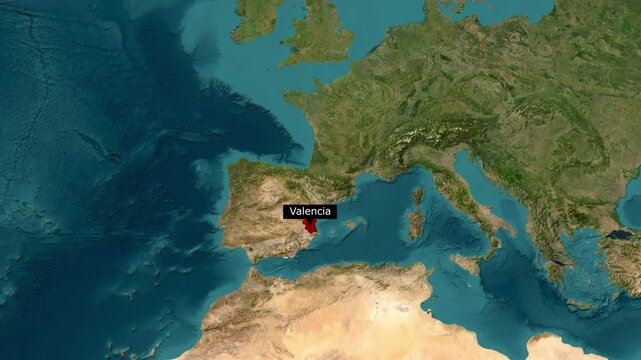 Valencia Unveiled A Stunning Animated Aerial Map Journey Through Spain's Mediterranean Coastal Gem Showing City Landmarks and Terrain