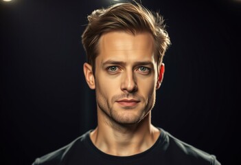 Fototapeta premium Male actor in theatre setting with spotlight