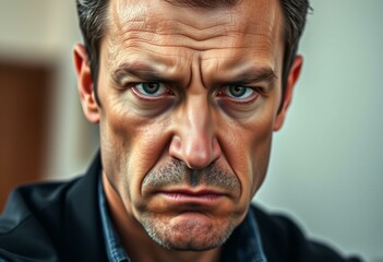 Fototapeta premium Angry male portrait with a stern expression