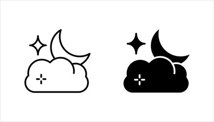 Moon Icon Set, Silhouette Style, on white background.