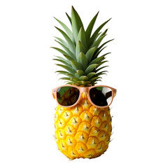 Pineapple wearing glasses, isolated on transparent background 