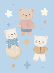 seamless pattern with teddy bears Cartoon Illustration Graphic