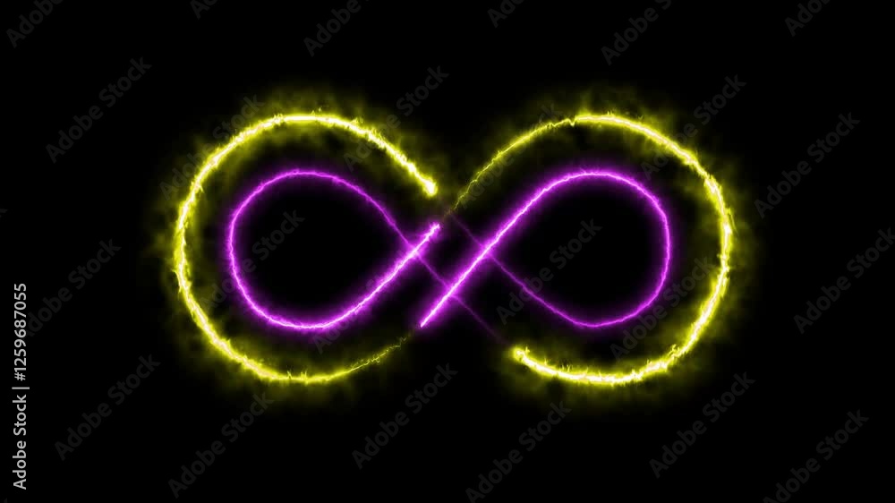 Aufkleber fire effect going on infinity symbol icon animation 4k footage clip. neon style motion line icon inf