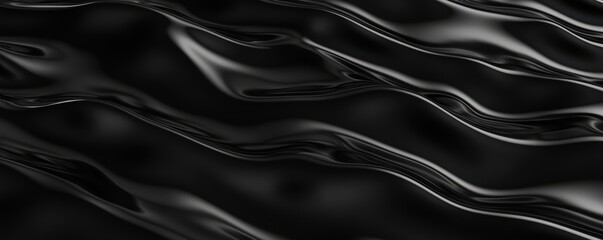 Obraz premium High-resolution black liquid waves forming a dynamic abstract background with glossy reflections, perfect for elegant and minimalist compositions