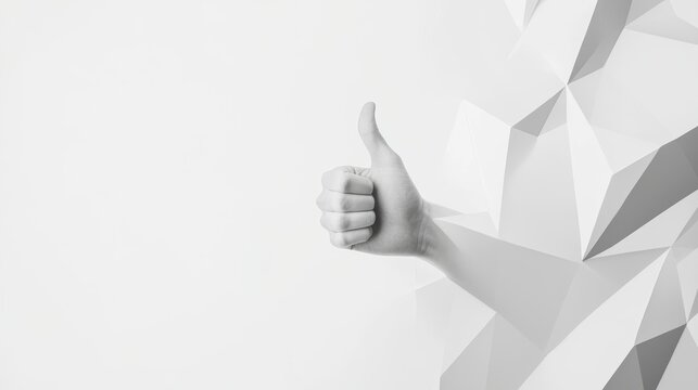 Human hand performing a thumbs-up sign, clean and bright background enhancing themes of appreciation, trust, agreement, and positive communication