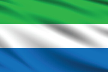 Flag of Sierra Leone. Sierra Leone flag official size and color standards digital vector illustration. Waving flag.