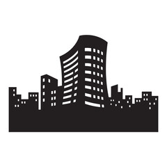 Fototapeta premium City building silhouette vector, Building vector design element