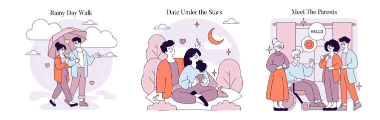 First Love. Flat Vector Illustration