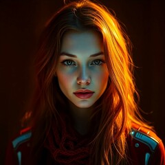 Fototapeta premium Young Caucasian woman with red hair