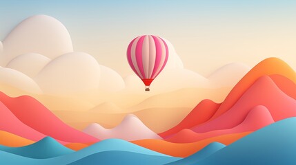 Obraz premium paper cut art of a hot air balloon soaring,generative ai illustration