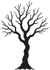 trees silhouettes vector design elements | Silhouette of a dead tree vector illustration. Trees and branches without leaves | Bare tree silhouette without barren leaves dead no scary.