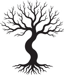 trees silhouettes vector design elements | Silhouette of a dead tree vector illustration. Trees and branches without leaves | Bare tree silhouette without barren leaves dead no scary.