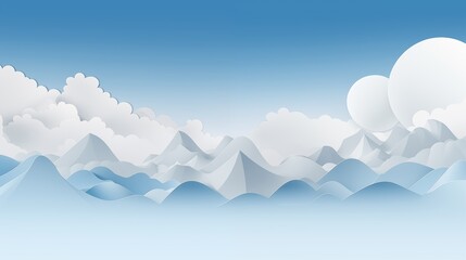 paper cut art of a range with soft clound, empty space in the center,generative ai illustration