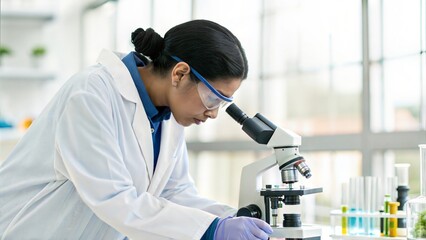Indian Student in Biology Lab – A student examining specimens and conducting biology experiments.	

