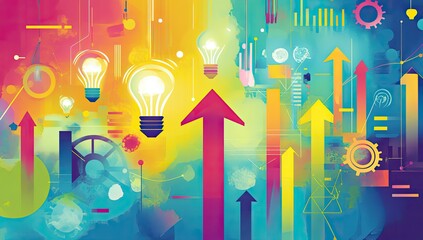 Fototapeta premium Colorful graphic design of upward trends and ideas