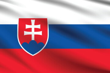 Fototapeta premium Flag of Slovakia. Slovakia flag official size and color standards digital vector illustration. Waving flag.
