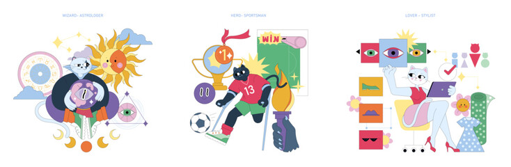 12 Archetypes. Flat Vector Illustration