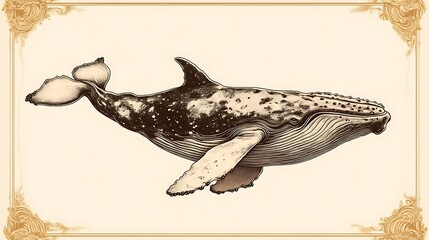 Obraz premium A Detailed Illustration Of A Humpback Whale Swimming