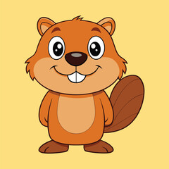Fototapeta premium Cute cartoon beaver cartoon vector illustration
