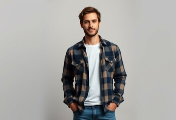 Fototapeta premium Casual male portrait with flannel shirt