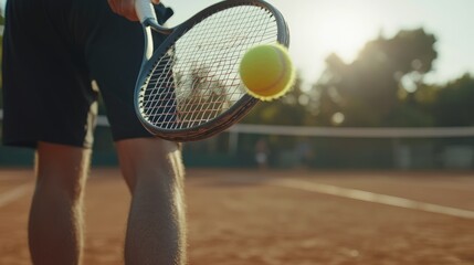 Tennis Player Prepares for a Serve