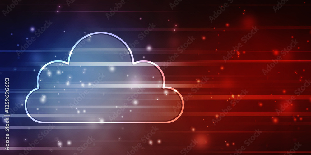 Poster 2d illustration of cloud computing, cloud computing concept, cloud computing concept. abstract cloud