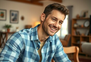 Obraz premium Portrait of a casual male in a living room