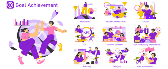 Goal Achievement. Flat Vector Illustration