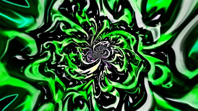 Abstract video art with swirling blue and pink patterns, viewed from a top-down angle, creating a hypnotic, psychedelic effect.