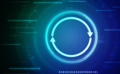 Update icon with binary codes on technology abstract background, Update System Upgrade Software version technology concept