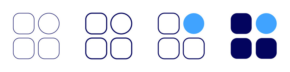 Grid connectivity icon in 4 different styles. Thin Line, Line, Bold Line, Duotone. Duotone style. Editable stroke