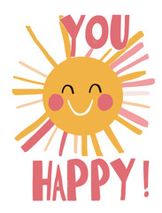 Sunny Smile: Happy Sun with a Cheerful Face Vector Illustration