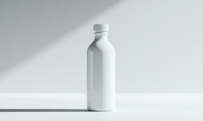 White bottle mockup, studio lighting, minimal background, product packaging