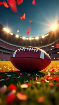 American football, Super Bowl, ball on the field with confetti during the victory celebration, championship final, victory