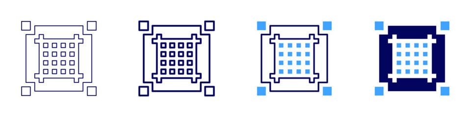 Grid integration icon in 4 different styles. Thin Line, Line, Bold Line, Duotone. Duotone style. Editable stroke