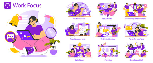 Work Focus. Flat Vector Illustration