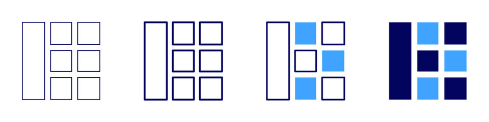 Grid protection icon in 4 different styles. Thin Line, Line, Bold Line, Duotone. Duotone style. Editable stroke