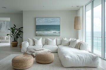 Coastal living room design modern coastal retreat interior design bright space relaxing atmosphere minimalist style