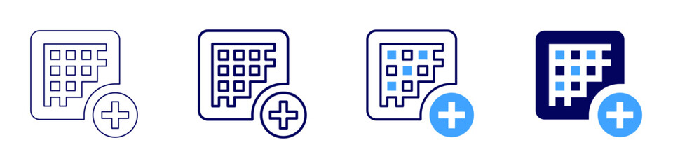 Renewable grid icon in 4 different styles. Thin Line, Line, Bold Line, Duotone. Duotone style. Editable stroke