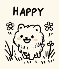  Joyful Pup: Happy Dog Surrounded by Spring Blossoms