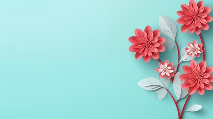 Obraz premium paper cut of power point background with a bloom flower, empty space in the center,generative ai illustration