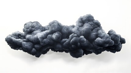 Dramatic Dark Cumulus Cloud on Clear White Background