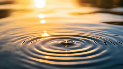 Ripple Effects of Water Droplet at Sunset