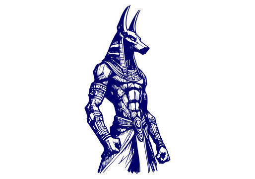 recommend clip art: Anubis hand drawn sketch vector